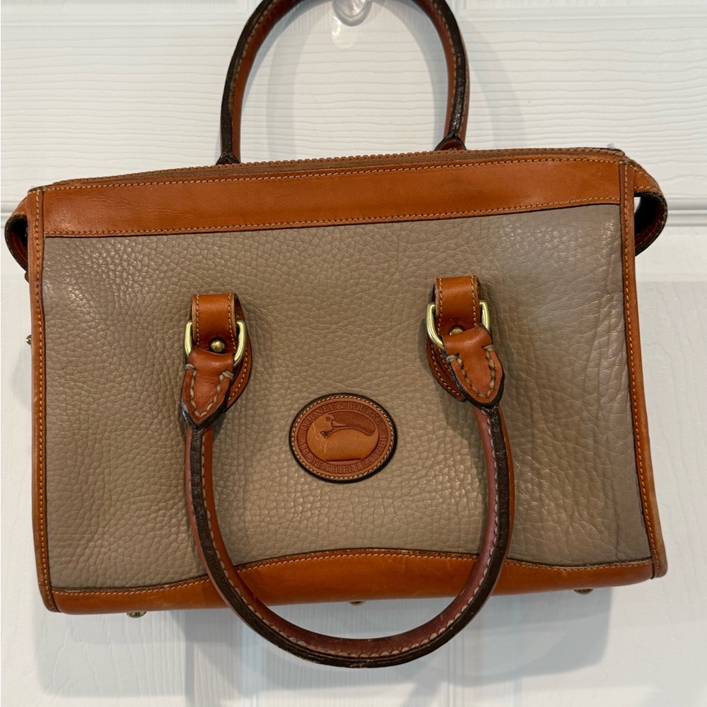 Dooney & Bourke Brown and Tan Satchel with Structured Design